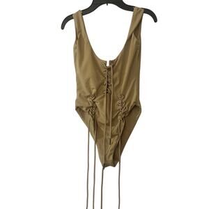 🍷Shade vintage 80’s beige one piece swimsuit size xs